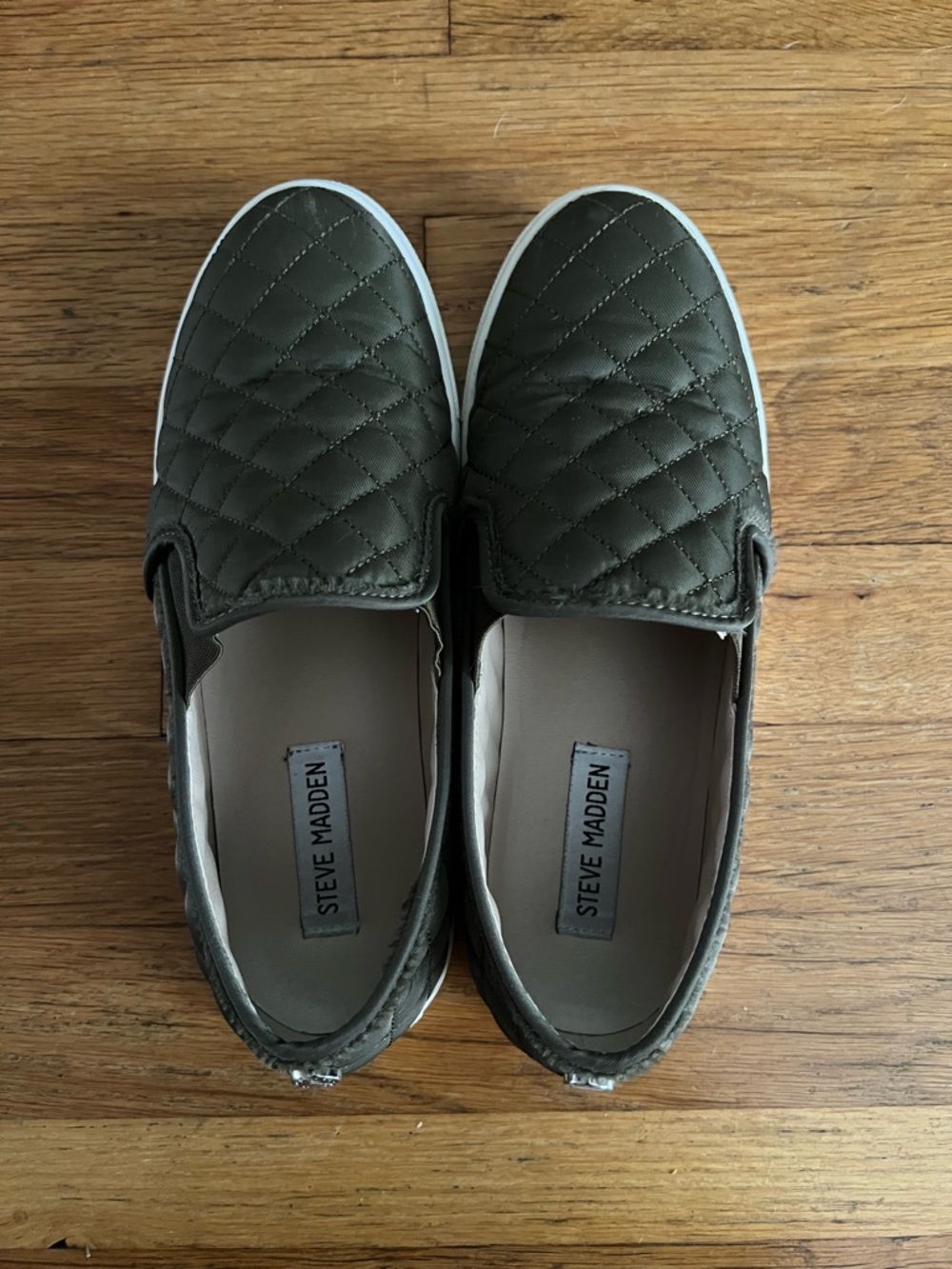 Steve Madden Quilted Slip-On Sneakers in Olive